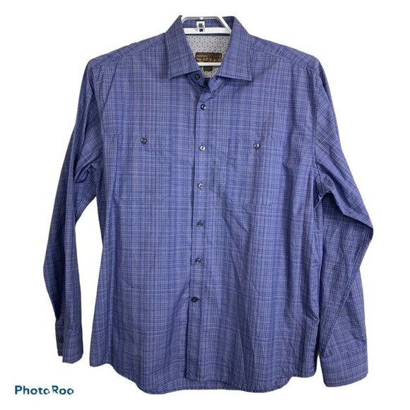 Pronto Uomo Blue Men's Long Sleeve‎ Shirt - Picture 1 of 8